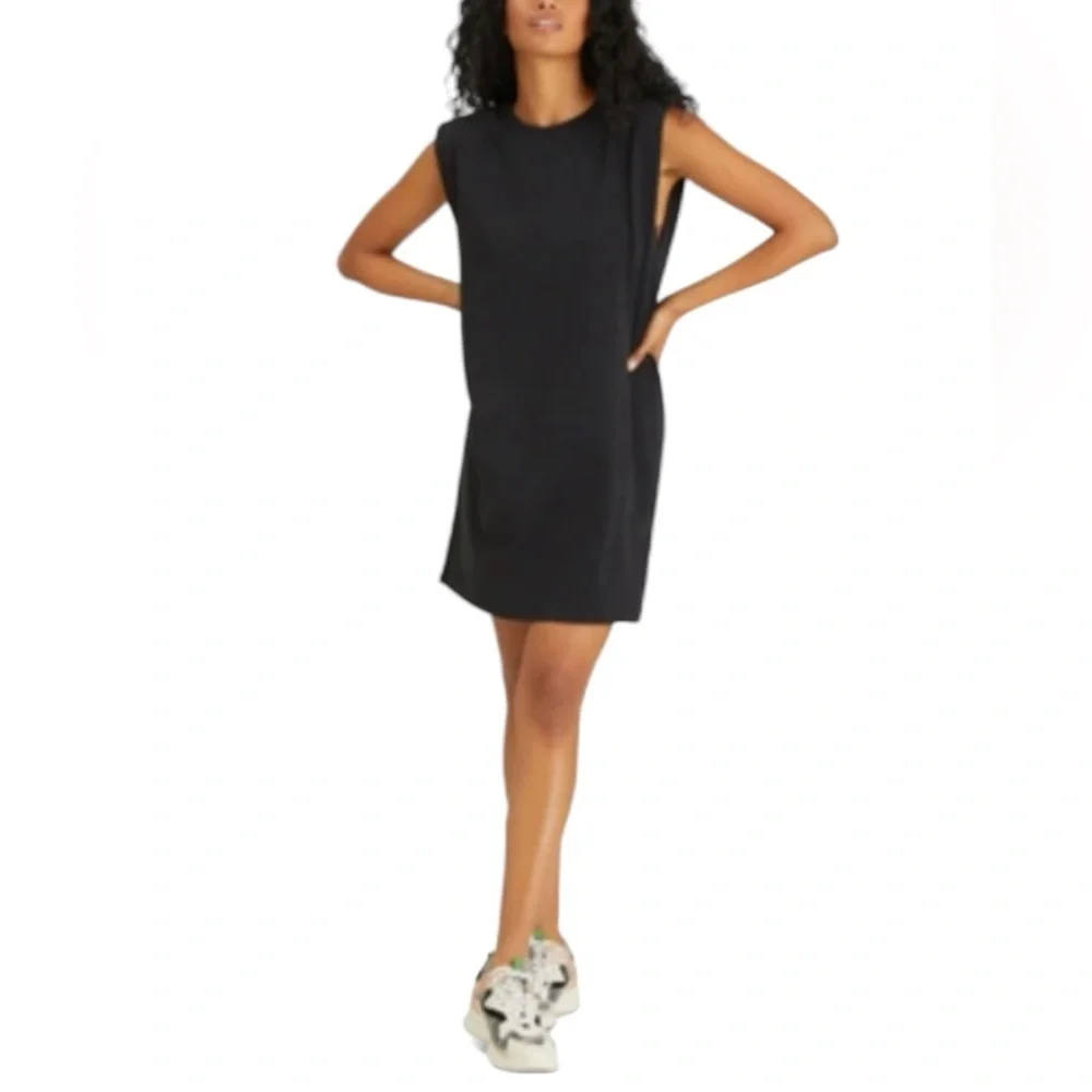 Sanctuary Black T Shirt Dress Shoulder Pad Sleeveless Shift Relaxed XXL
